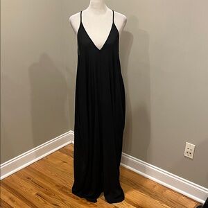Elan Black Spaghetti Strap Balloon Bottom Maxi Dress